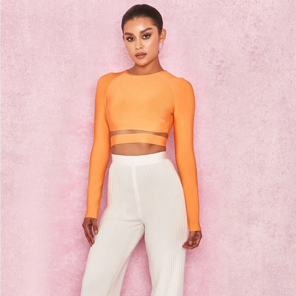 House Of CB, 'Talika' Orange Cutout Bandage Crop Top NWOT